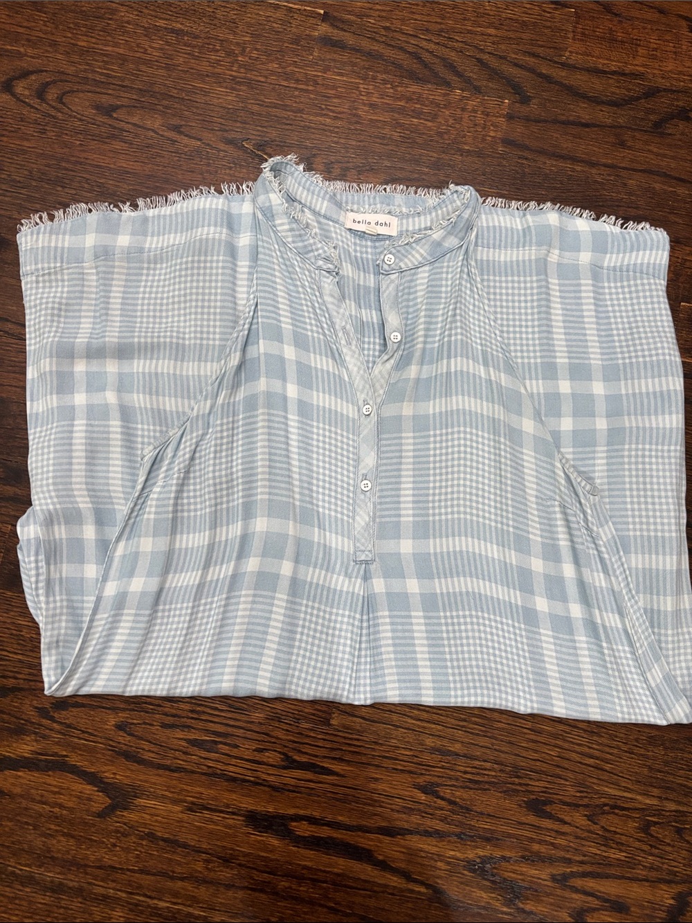 Bella Dahl Light Blue and White Plaid Lightweight Tunic